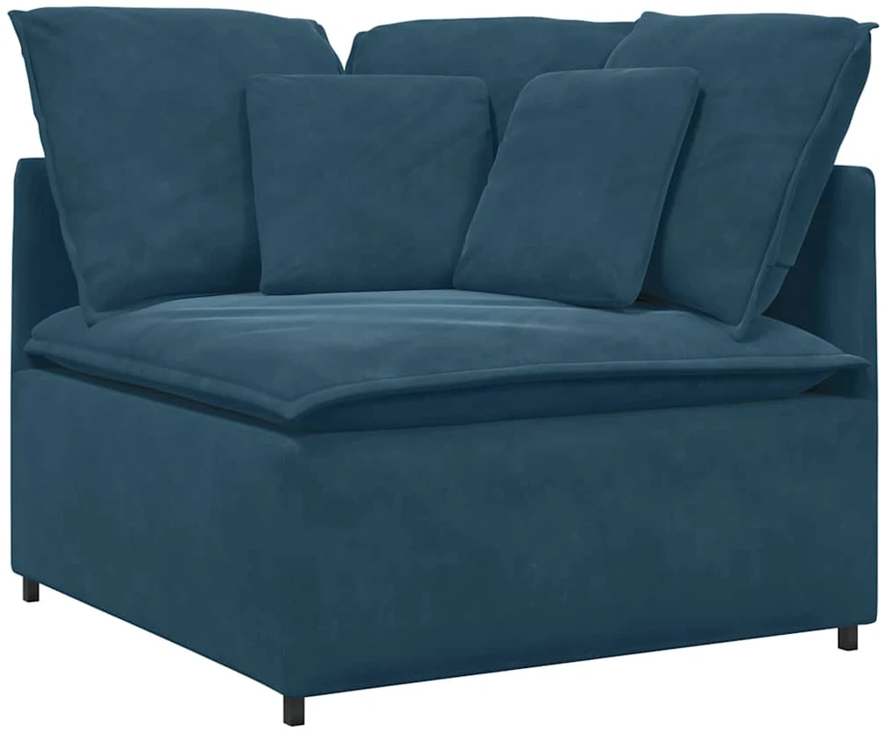 Modulinė sofa su pagalvėlėmis, aksominė, mėlyna