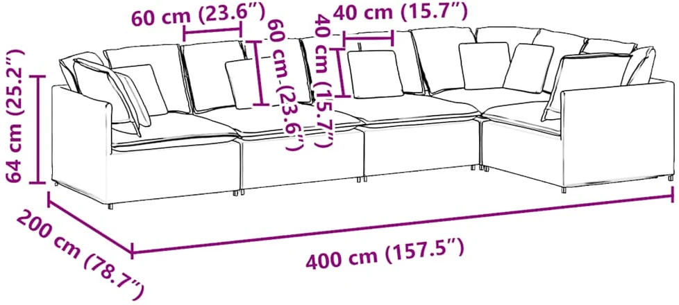 Modulinė sofa su pagalvėlėmis, aksominė, tamsiai žalia