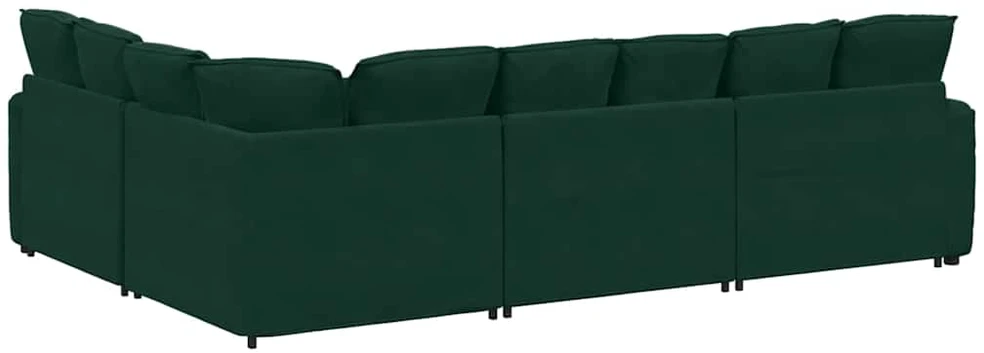 Modulinė sofa su pagalvėlėmis, aksominė, tamsiai žalia