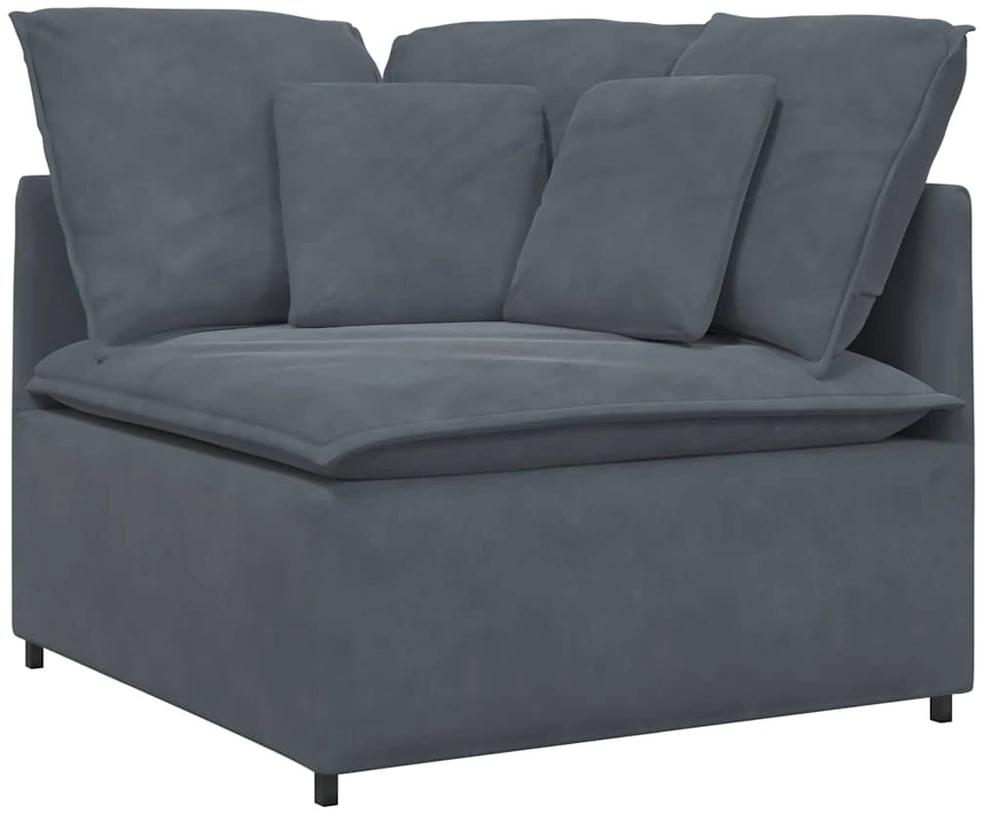 Modulinė sofa su pagalvėlėmis, aksominė, tamsiai pilka