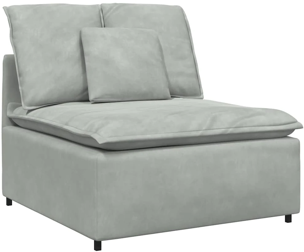 Modulinė sofa su pagalvėlėmis, aksominė, šviesiai pilka
