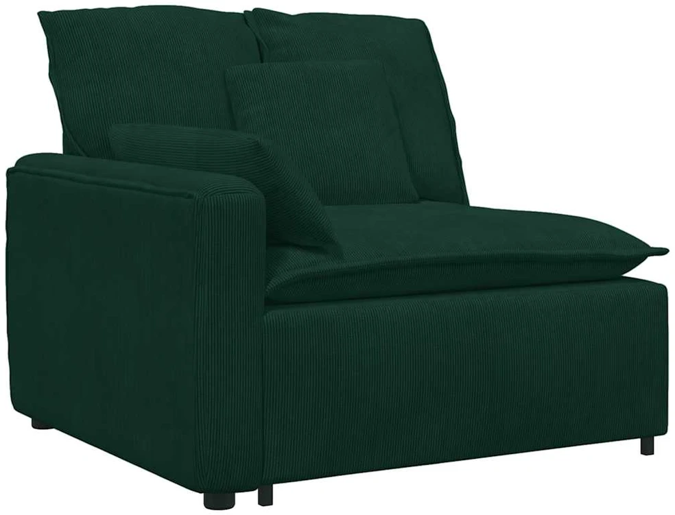 Modulinė sofa su pagalvėlėmis, aksominė, tamsiai žalia