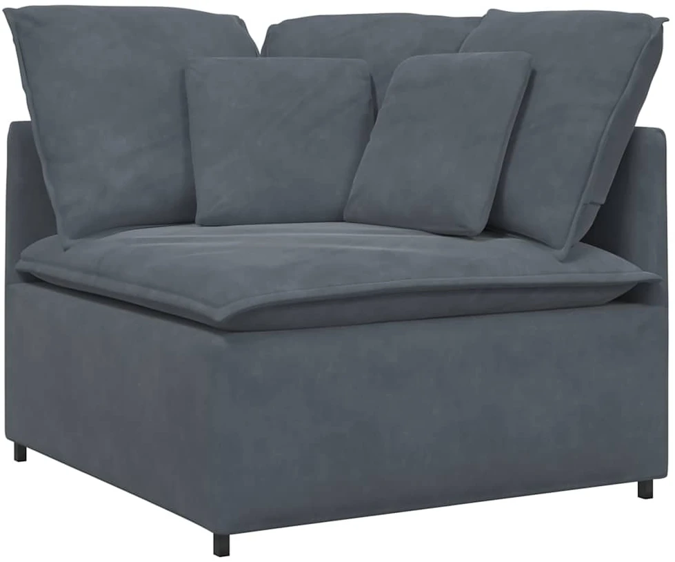 Modulinė sofa su pagalvėlėmis, aksominė, tamsiai pilka