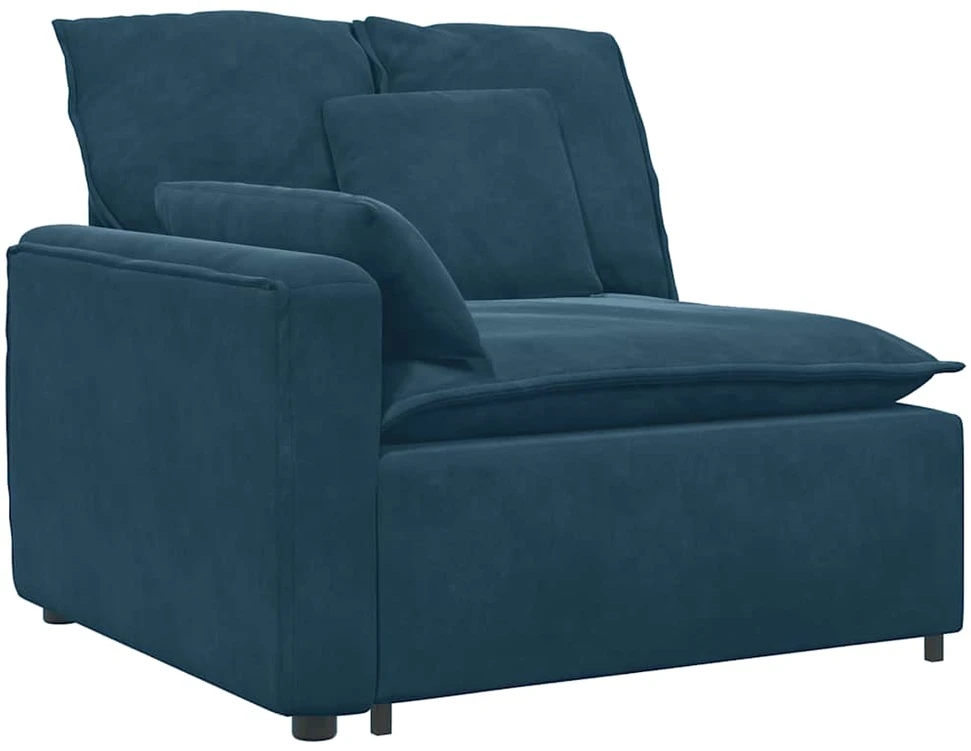 Modulinė sofa su pagalvėlėmis, aksominė, mėlyna