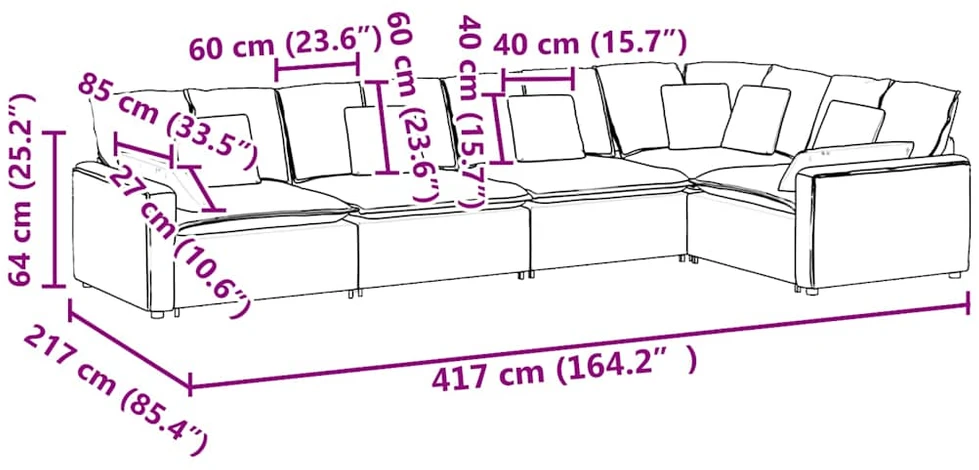 Modulinė sofa su pagalvėlėmis, aksominė, tamsiai pilka