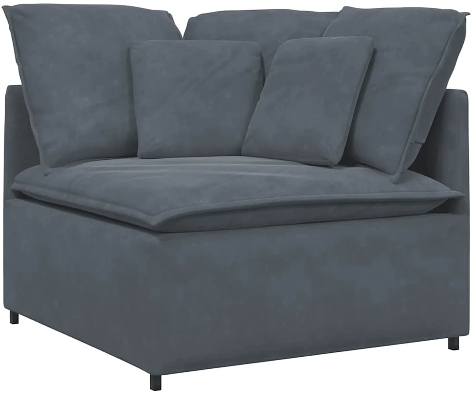 Modulinė sofa su pagalvėlėmis, aksominė, tamsiai pilka