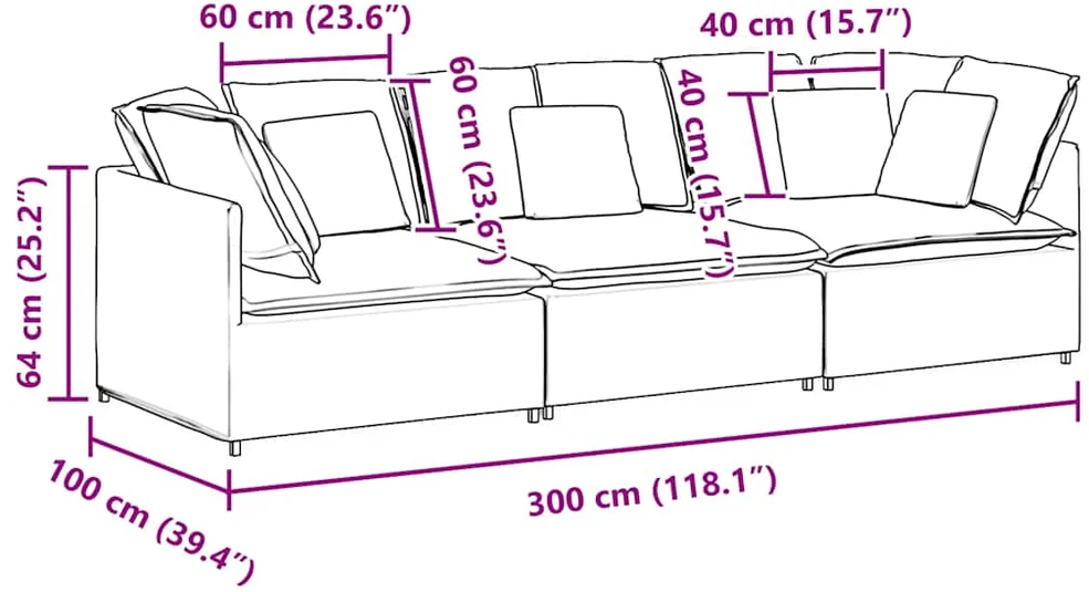 Modulinė sofa su pagalvėlėmis, aksominė, tamsiai pilka