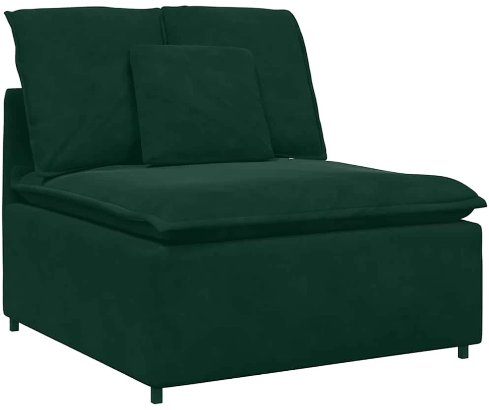 Modulinė sofa su pagalvėlėmis, aksominė, tamsiai žalia