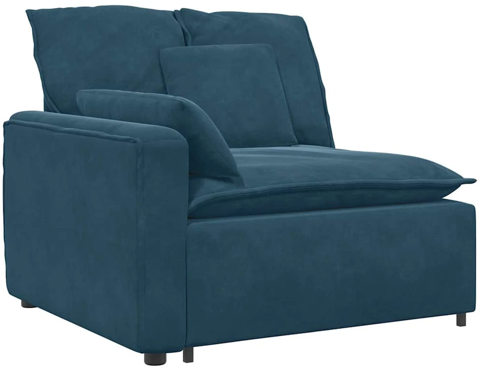 Modulinė sofa su pagalvėlėmis, aksominė, mėlyna