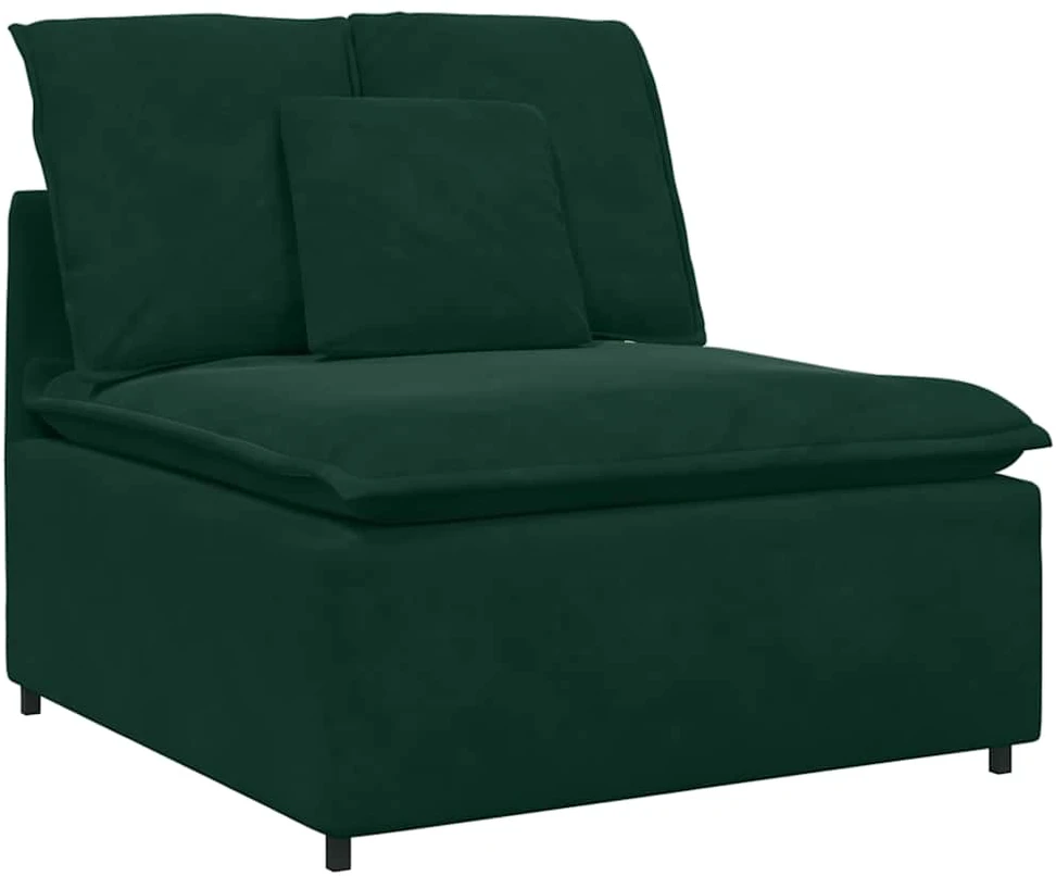Modulinė sofa su pagalvėlėmis, aksominė, tamsiai žalia