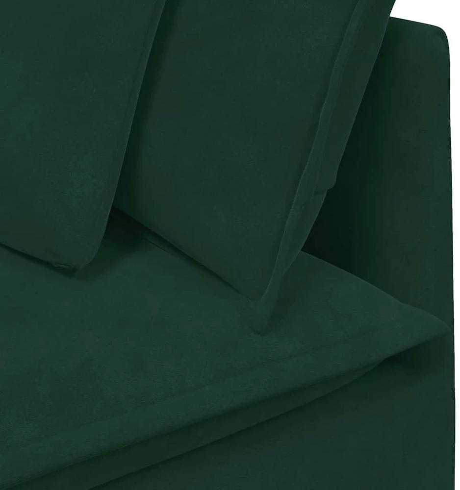 Modulinė sofa su pagalvėlėmis, aksominė, tamsiai žalia
