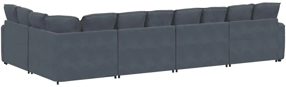Modulinė sofa su pagalvėlėmis, aksominė, tamsiai pilka