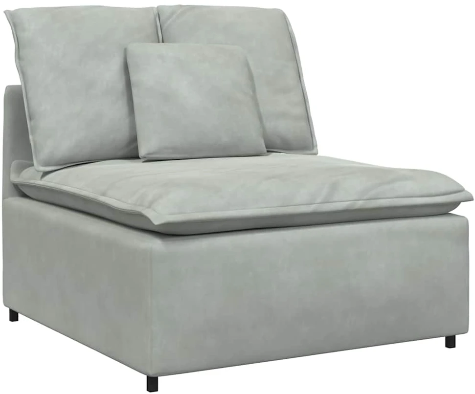 Modulinė sofa su pagalvėlėmis, aksominė, šviesiai pilka