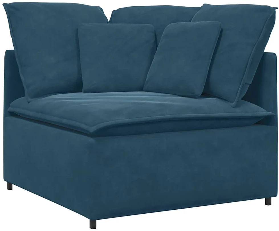 Modulinė sofa su pagalvėlėmis, aksominė, mėlyna