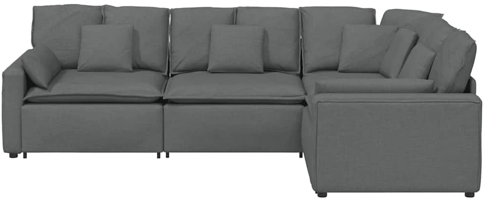 Modulinė sofa su pagalvėlėmis, audinys, tamsiai pilka