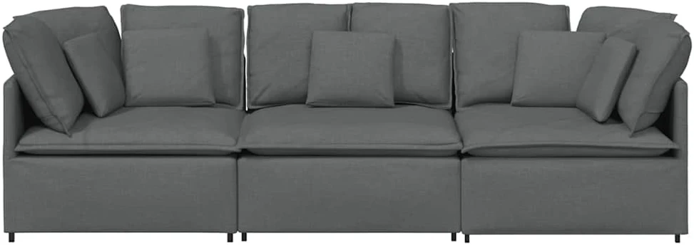 Modulinė sofa su pagalvėlėmis, audinys, tamsiai pilka