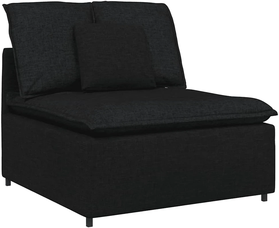 Modulinė sofa su pagalvėlėmis, audinys, juoda