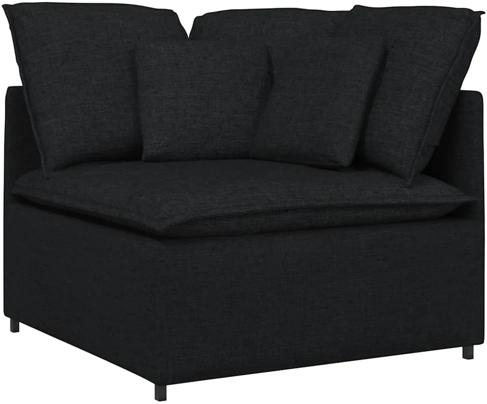 Modulinė sofa su pagalvėlėmis, audinys, juoda