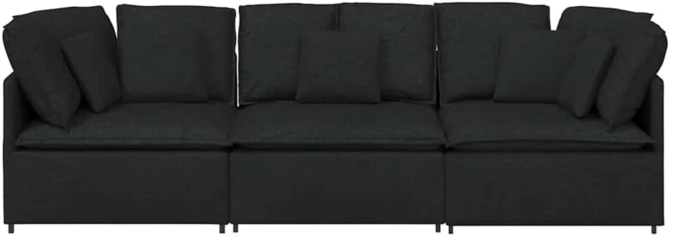 Modulinė sofa su pagalvėlėmis, audinys, juoda