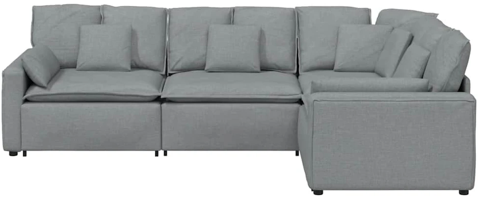 Modulinė sofa su pagalvėlėmis, audinys, šviesiai pilka