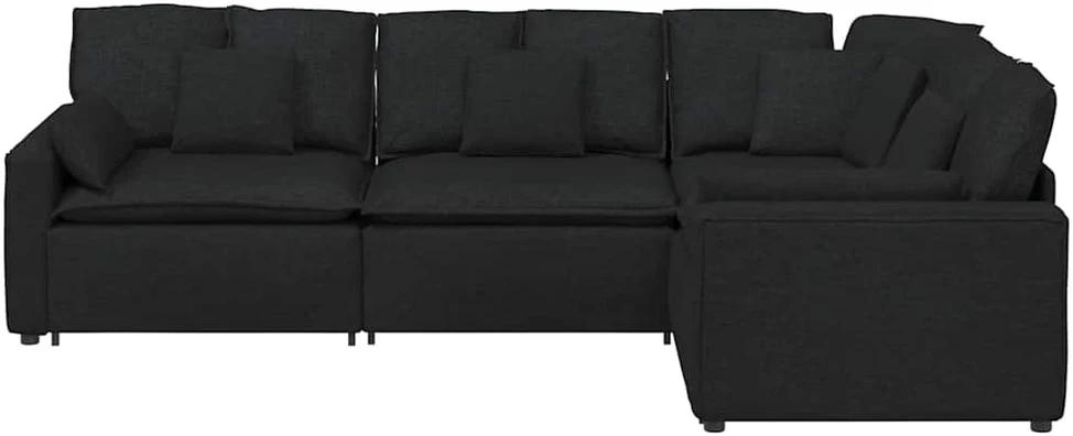 Modulinė sofa su pagalvėlėmis, audinys, juoda
