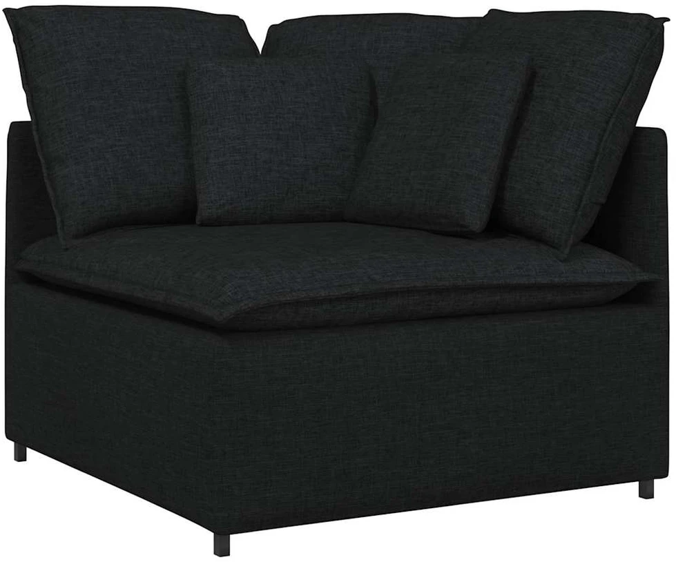 Modulinė sofa su pagalvėlėmis, audinys, juoda