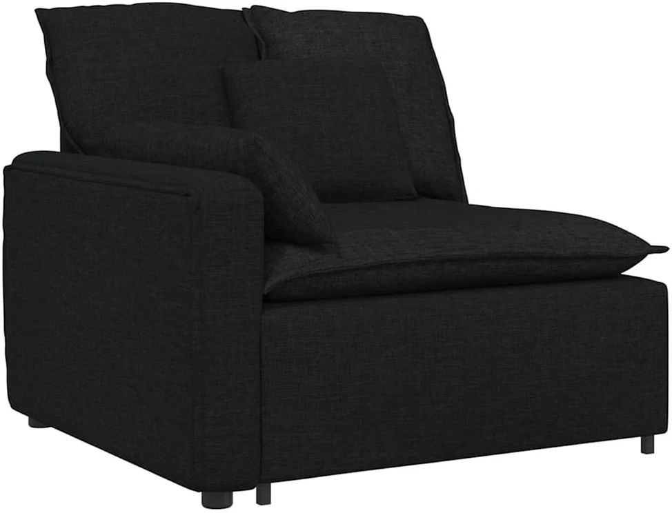 Modulinė sofa su pagalvėlėmis, audinys, juoda