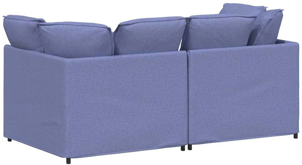 Modulinė sofa su pagalvėlėmis, audinys, džinso mėlyna