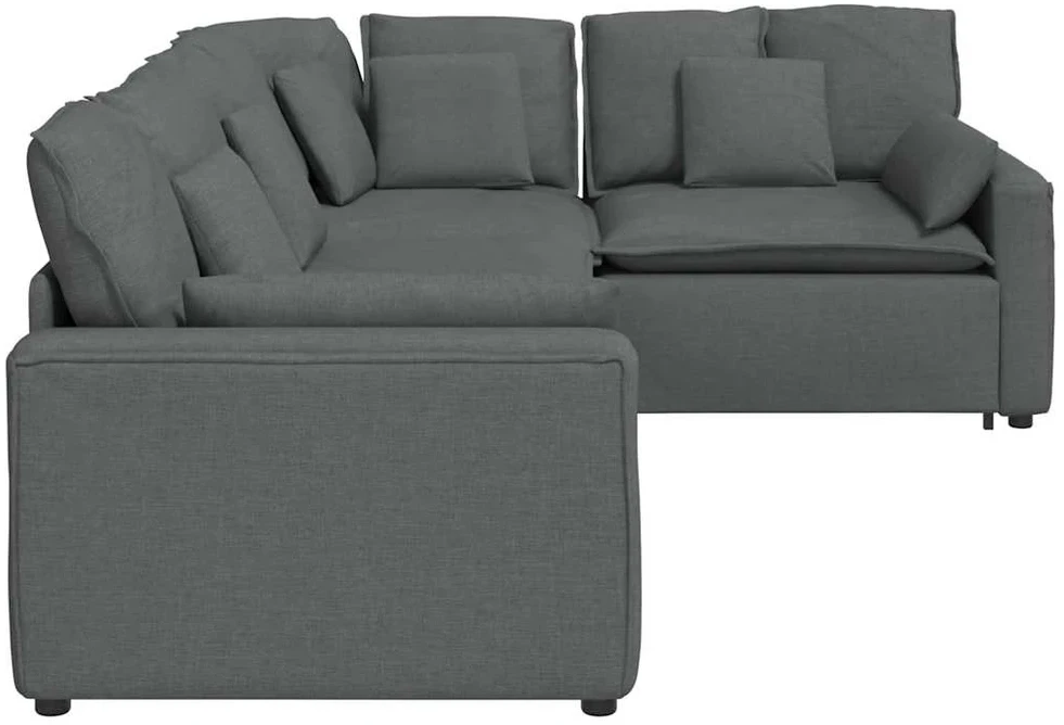 Modulinė sofa su pagalvėlėmis, audinys, tamsiai pilka