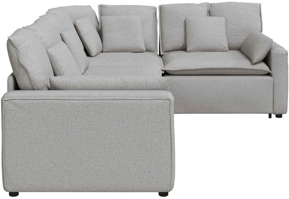 Modulinė sofa su pagalvėlėmis, audinys, debesų pilka