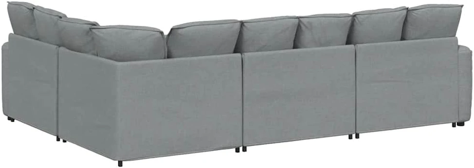 Modulinė sofa su pagalvėlėmis, audinys, šviesiai pilka