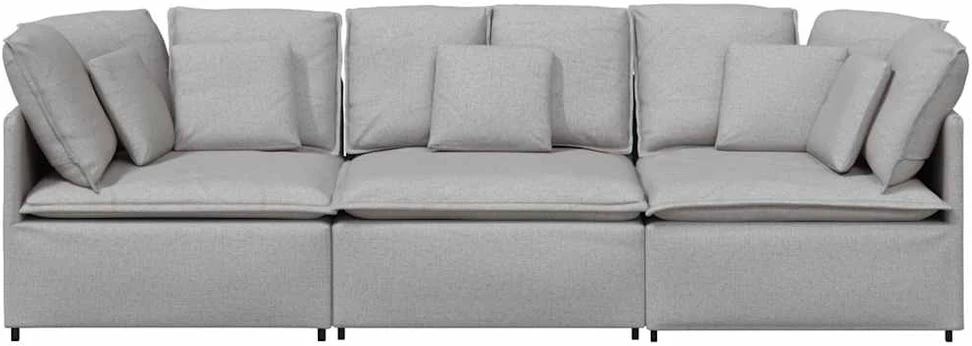Modulinė sofa su pagalvėlėmis, audinys, debesų pilka