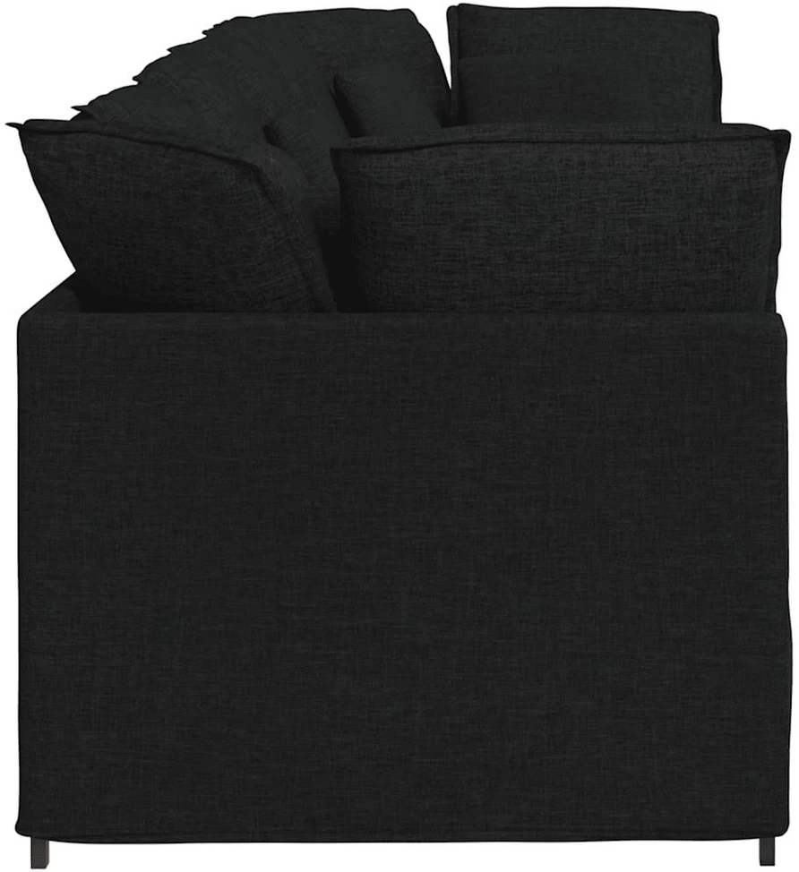 Modulinė sofa su pagalvėlėmis, audinys, juoda