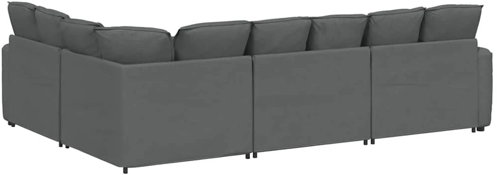 Modulinė sofa su pagalvėlėmis, audinys, tamsiai pilka