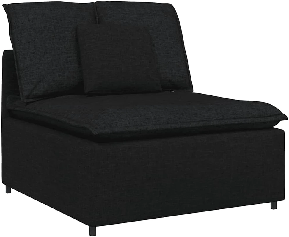 Modulinė sofa su pagalvėlėmis, audinys, juoda