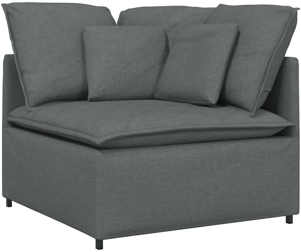 Modulinė sofa su pagalvėlėmis, audinys, tamsiai pilka