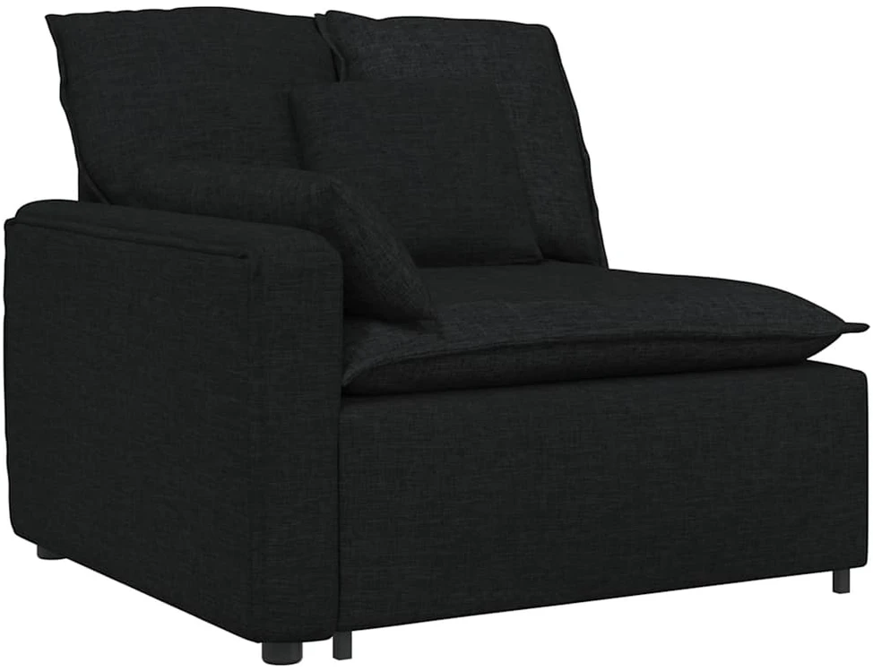 Modulinė sofa su pagalvėlėmis, audinys, juoda