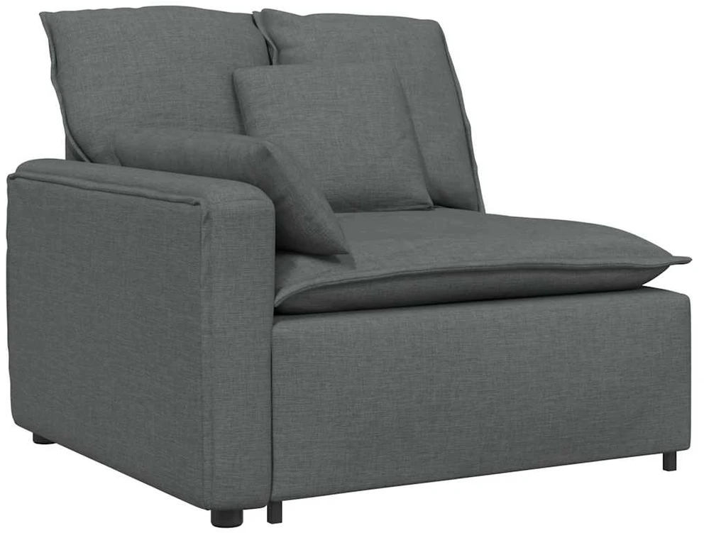 Modulinė sofa su pagalvėlėmis, audinys, tamsiai pilka