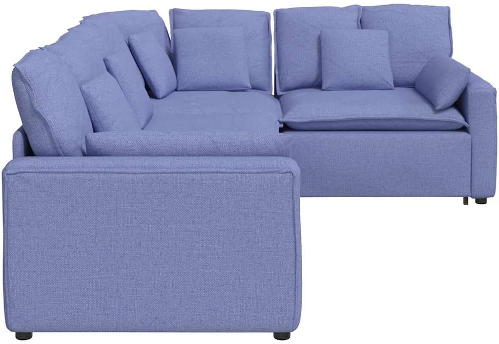 Modulinė sofa su pagalvėlėmis, audinys, džinso mėlyna