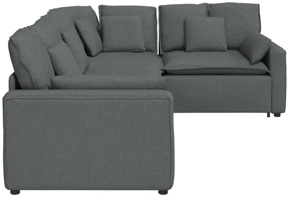 Modulinė sofa su pagalvėlėmis, audinys, tamsiai pilka