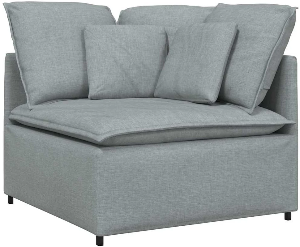 Modulinė sofa su pagalvėlėmis, audinys, šviesiai pilka