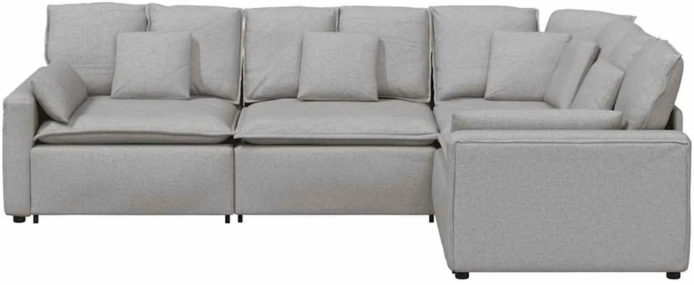 Modulinė sofa su pagalvėlėmis, audinys, debesų pilka