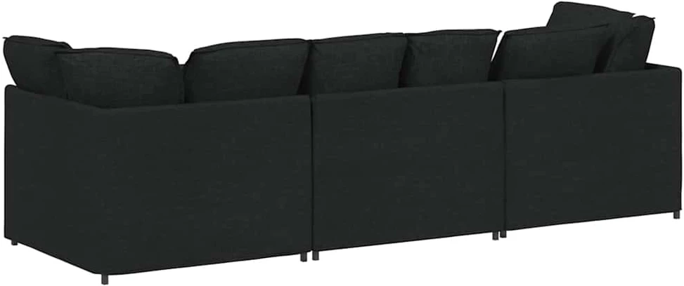 Modulinė sofa su pagalvėlėmis, audinys, juoda