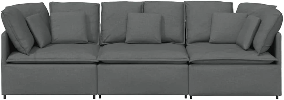 Modulinė sofa su pagalvėlėmis, audinys, tamsiai pilka