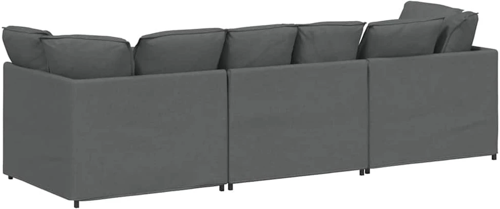 Modulinė sofa su pagalvėlėmis, audinys, tamsiai pilka