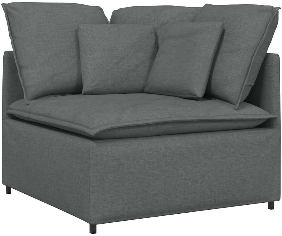 Modulinė sofa su pagalvėlėmis, audinys, tamsiai pilka