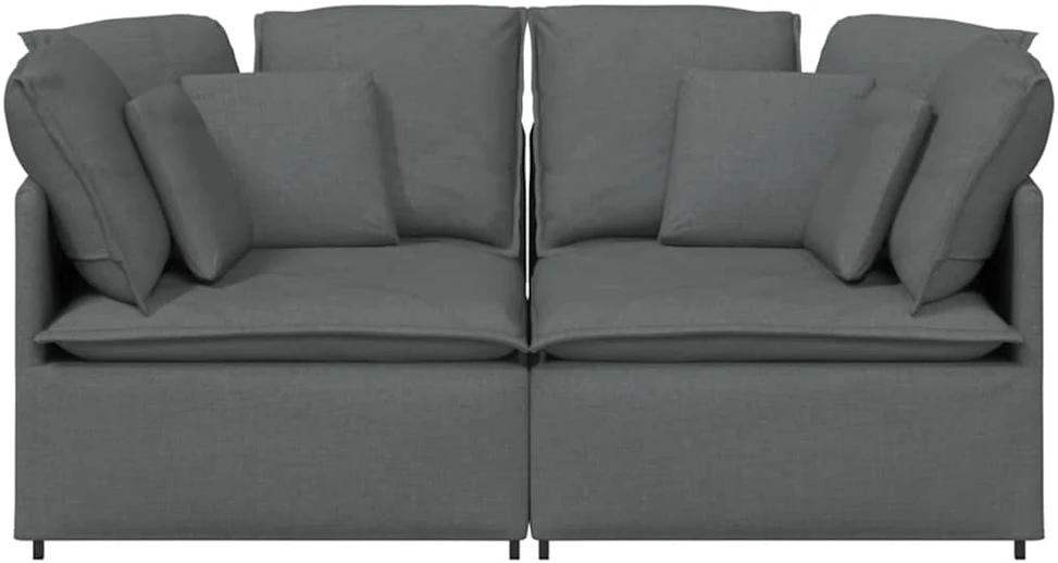 Modulinė sofa su pagalvėlėmis, audinys, tamsiai pilka