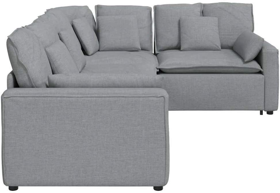 Modulinė sofa su pagalvėlėmis, audinys, šviesiai pilka