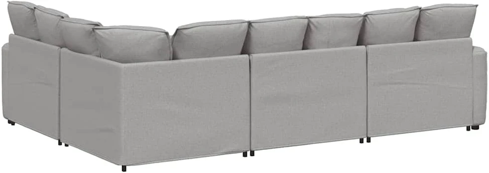 Modulinė sofa su pagalvėlėmis, audinys, debesų pilka