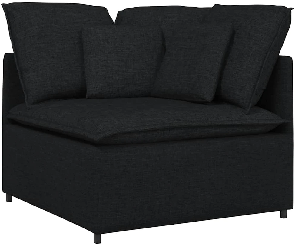 Modulinė sofa su pagalvėlėmis, audinys, juoda